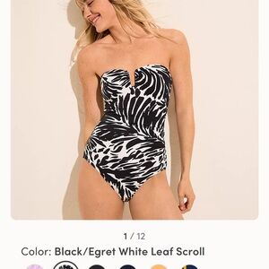 Lands' End Women's SlenderSuit U-Wire Bandeau One Piece Swimsuit